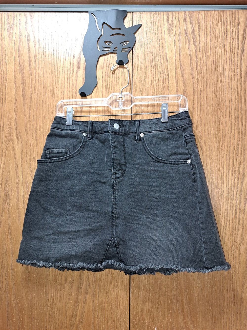 Wild Fable Black A-Line Denim Skirt with Frayed Hem